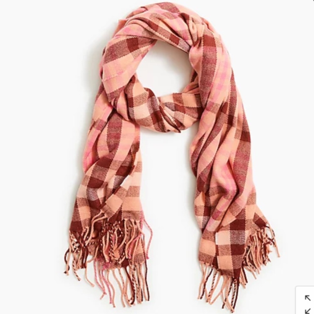 J. Crew Classic Plaid Scarf in Pink Brown